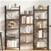 Hzuaneri Scaffale a 5 Ripiani, Libreria a Stelo con 14 Ripiani, Distanza Regolabile, 24 × 152 × 156 cm, Struttura in Metallo, per Soggiorno, Camera da Letto, Ufficio, Marrone Vintage e Nero BC25001B