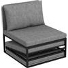 HOMCOM Poltrona Letto Moderna e Imbottita con Cuscino e Copertura Protettiva Antipolvere, Poltrona Letto Singolo in Tessuto Effetto Lino e Metallo, 66x70x74 cm, Grigio