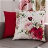 PETTI Artigiani Italiani - Coppia di Federe Cuscino 40x40 cm in Microfibra, Cuscini Arredo Camera da Letto, Divano, Salotto, Set 2 Fodere Copricuscino, Federa Floreale Bordeaux, 100% Made in Italy