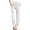Zeagoo Pantaloni estivi da donna, leggeri, in tinta unita, in cotone, taglio dritto, in mussola, per il tempo libero, con tasche, S-XXL, cachi, XXL
