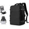 SZSYCN Zaino Sottovuoto con Pompa Ryanair 40x20x25 Bagaglio a Mano Borsa da Viaggio Impermeabile per Laptop Zaino Casual con Porta USB e Scomparto per Scarpe, Nero