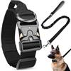 AKOFIC Collare Tattico Cane e Guinzaglio Regolabile con Maniglia di Comando, Imbottito Collare per Cani Militare in Nylon con Fibbia in Metallo per Cani di Taglia Media e Grande Addestramento