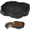 PetGlimmer Rettili Vassoio Acqua Rocce in Resina, 18x14x2cm Ciotola per Acqua e Cibo per Rettili, Rettile Mangiatoia, Piatto Ciotola per Acqua, Ciotola per Terrario per Lucertole, Gechi, Camaleonti, Tartarughe