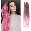 Seimainurs Extension dreadlock sintetiche, 61 cm, stile hippie, con estremità singola, 0,6 cm di larghezza, estensioni per capelli stile reggae all'uncinetto, per donne (T1B/rosa, 3 stili misti 61 cm (6 fili))