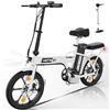 HITWAY bici elettriche e-bike bici da città pieghevoli 8.4h batteria, chilometraggio elettrico può raggiungere 35-70 km, 250 W / 36 V / 8.4Ah batteria, Max, WHITE