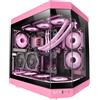 Mars Gaming MC-3T, Case Gaming Custom ATX, Vetro Temperato Continuo Tripla Finestra, Supporto Raffreddamento Liquido Completo, Doppia Camera Laterale, 3x Slot PCI Verticali, USB-C e USB 3.0, Rosa