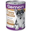 Generico Gemon Umido Cane Puppy e Junior All Breeds gusto POLLO e TACCHINO, bocconi per cani cuccioli, alimento completo, 12 scatolette da 400 grammi l'una.