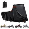 DOCEPERT Telo di copertura impermeabile 600D per scooter, 5 strisce riflettenti, 2 fori per ventilazione, per Sportster, Honda, Suzuki Outdoor Protection (3XL 276 x 111 x 142 cm, Nero)