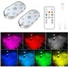Zosppei 2 luci LED per interni auto, con telecomando, 7 colori, illuminazione ambientale per interni auto, ricaricabile tramite USB, luci a LED portatili per auto