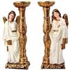 DRW Set 2 candelabri angioletti in resina dipinti a mano 8x6x23 cm