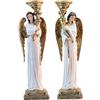 DRW Set 2 candelabri angioletti in resina dipinti a mano 20 x 20 x 50 cm
