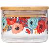 Cambridge CM07278 - Barattolo di vetro con coperchio in bambù, per conservare cibi secchi, pasta, riso, farina, biscotti, contenitore per alimenti, 250 ml, design a fiori Arielle, facile da pulire, riutilizzabile