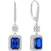 FJ Orecchini Pendenti Taglio Principessa Argento 925 Orecchini Spinello Blu Pietre Portafortuna Settembre Gioielli Regalo per Donna