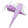 RUIYWEN 50 Scatola di Caramelle a Cono Portariso Matrimonio Scatolina Portaconfetti Bomboniere Segnaposto per Nozze Battesimo Comunione Compleanno (Cuore Viola)