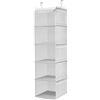 BrilliantJo Organizer Armadio, Portattuto da Appendere con 5 Scomparti con 6 compartiment Laterali a Rete per Vestiti con 2 Ganci Organizzatore Armadio da 30 x 30 x 108 cm striscia