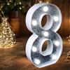 JEMESI Luce a LED con Numero - Numero Luminoso con Glitter Argento Perfetto come Luce Notturna o per Decorazione di Matrimonio, Festa di Compleanno, Casa (Numero 8)