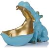 QIANLING Piatto per caramelle e ciotola per chiavi con statuetta di ippopotamo - Statua di ippopotamo in resina unica per la scrivania dell'ufficio e l'arredamento del tavolo d'ingresso