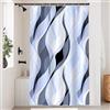 Uiiooazy Tenda Doccia Antimuffa, Tenda da Doccia 120x200cm Blu Righe Sfumata Grigio Banda Gradiente Tende da Bagno Tessuto Lavabile Impermeabile Poliestere Tende per Vasca da Bagno con 8 Anelli