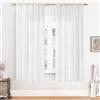 Softalker Tende con passante per bastone, bianco trasparente, effetto lino, tenda corta, 160 cm di altezza, per camera da letto, finestra 140 cm di larghezza, set da 2 pezzi