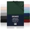 Dreamzie Lenzuolo con Angoli Piazza e Mezza 100x200 cm - Altezza fino a 35 cm - 100% Microfibra - Verde Certificato senza Prodotti Chimici (Oeko TEX), Lenzuola Letto con Angoli ed Elastico