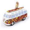 BRISA VW Collection - Volkswagen Salvadanaio in Ceramica con tavola da Surf, per Risparmiare Monete e Banconote, VW Bus T1 Design (Cerchi/Rosso)