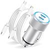 Poutek Caricatore Auto USB C 40W, Presa USB Auto Adattatore Accendisigari UsB Carica Rapida Caricatore Telefono Auto caricabatterie con Cavo USBC e Cavo Lightning per iPhone 16/15/14/13/12/11 Pro Max/XS/XR