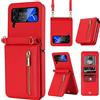 ZHOZEXIN Compatibile con Samsung Galaxy Z Flip 4 Stand Stile elegante custodia flip in pelle, portafoglio con cerniera, scomparto per carte, scomparto per denaro, custodia per cellulare con cordino