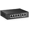 YuLinca Switch mini PoE a 6 porte PoE+, 2 uplink Fast Ethernet 10/100 Mbit/s, 65 W 802.3af/at PoE, senza ventola, in metallo