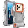Ezanmull Custodia subacquea per iPhone, Samsung Galaxy, Huawei Xiaomi Redmi Smartphone, Protezione Professionale [15m/50ft], Custodia Impermeabile per Snorkeling, Surf, Foto & Video (Grigio-Arancione)