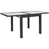 Outsunny Tavolo da giardino allungabile Grandi dimensioni da aperto 160L x 80L x 75H cm Alluminio Piano grigio scuro Vetro temperato trasparente