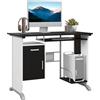 Vinsetto Scrivania per Computer 100x52x75 cm in MDF e Metallo, Scrivania PC con Ripiano per Tastiera, Armadietto e Cassetto, Bianco e Nero