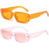 RUNHUIS Occhiali da sole retrò rettangolari donna uomo chunky occhiali da sole vintage piccoli quadrati alla moda, arancione e rosa