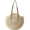 Xusxes Rotonda Borsa in Paglia da Spiaggia, Rotonda Borsa in Paglia di Beige Grande Capacità, Borsa Mare Paglia, per Viaggi Estivi, Gite Fuori Porta, Spiaggia