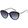 styleBREAKER Occhiali da sole da donna ovali con struttura in filigrana in plastica e dettagli in metallo, lenti in policarbonato 09020144, Telaio nero/azzurro/vetro grigio sfumato, taglia unica
