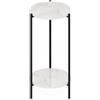 Furinno Besi tavolino moderno moderno a 2 livelli con gambe in metallo robuste, bianco in marmo