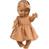 Heless 54024 - Bambola Bambina con Abito in Mussola Color Caramello, in Cotone Biologico al 100 per Cento, Misura 34 cm