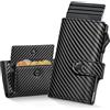 YESIIW Portacarte Uomo per 7 Cartes, 2 Finestra ID & 15+ Banconate Portafoglio Uomoo Slim con Blocco RFID Porta Carte di Credito Uomo, Porta Tessere, (Carbon Nero, Portamonete XL)