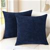 CaliTime Confezione da 2 federe per cuscini per divano, decorazione della casa, tinta unita, in morbida ciniglia, 55 x 55 cm, blu navy