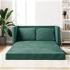 Keyroto Divano Letto 2 posti Divano Letto Una Piazza e Mezza Divano Due posti Divano Convertibile in Letto Divano Letto da Terra 2 in 1 Velluto-Verde scuro-122x204x55 cm