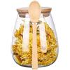 BEIJIALY Barattoli per la Conservazione degli Alimenti in Vetro, Contenitore Ermetico in Vetro con Cucchiaio con Coperchio in Legno, Piccoli Contenitori per tè in Vetro Barattoli Decorativi(1000 ml)