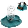 JINJUMEI Distributore Acqua Rettili, con Bottiglia, Abbeveratoio Tartarughe di Terra 2 in 1, Rettili Tartarughe Cibo Ciotola, Accessori per Rettili per Tartaruga, Lucertola, Criceto, Serpente(Blu)
