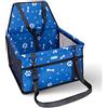 Nobleza Seggiolino Auto per Cani Piccola Taglia e Gatti, Trasportino Cane Auto con Tasca con Cerniera e Cintura di Sicurezza, Impermeabile e Pieghevole, Rete Traspirante, 40x34x25cm, Blu