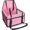 Nobleza Seggiolino Auto per Cani Piccola Taglia e Gatti, Trasportino Cane Auto con Tasca con Cerniera e Cintura di Sicurezza, Impermeabile e Pieghevole, Rete Traspirante, 40x34x25cm, Rosa
