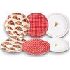 KORAT Set 6 Piatti pizza in Melamina Ø33 cm Piatti Decorativi Resistenti e Leggeri con Stampa Tema Pizza Antigraffio, Ideali per Servire Pizza Fatta in Casa, Pizzerie, Ristoranti, Eventi, Estate