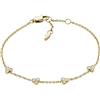 Fossil Bracciale a catena sottile da donna in acciaio inox con chiusura a moschettone, Oro e bianco