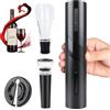 MplehDa Set Apribottiglie Elettrico Per Vino, Cavatappi Elettrico per Vino, Set Regalo Apribottiglie Ricaricabile 4 In 1, Cavatappi Ricaricabile Con Tagliacapsule, Aeratore E Tappo A Vuoto