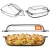KADAX Pirofila per Cottura da Forno in Vetro Trasparente, Casseruola Rettangolare con Coperchio da Cucina, Piatto Resistente al Calore (5 L)