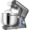 Aumate Impastatrice Planetaria, Impastatrice Professionale 8 Litri 1400W, Impastatrice Pizza con Uncino Impastatore, Mescolatore e Frusta Sbattitrice, 6 Velocità Food Mixer (Grigio, 8 Litri)