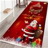 Doubleer Tappeto Natalizio 3D Antiscivolo per Soggiorno, Cucina e Bagno - Decorazione con Babbo Natale, Cervi e Pupazzo di Neve