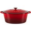 Lätt Home Cocotte Ovale in Ghisa. Olla Elegante, Resistente, Speciale per Induzione e Adatta a Tutti i Tipi di Cucina. (33x11 cm - 6 L, Smaltato Rosso)
